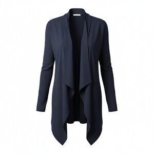 Michael Kors Cardigan Sweater Open Front Knit Black Career Whimsgoth Sz 1X Cozy